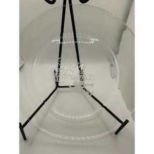 Vintage Figi's Merry Christmas 1981 crystal‎ Plate Arcoroc Holiday Collectible